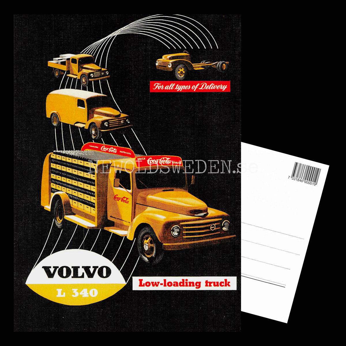 Volvo L 340 Coca-Cola Low-loading truck - Vykort A5 - 3
