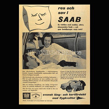 SAAB 93 - res och sov i SAAB - Vykort A5
