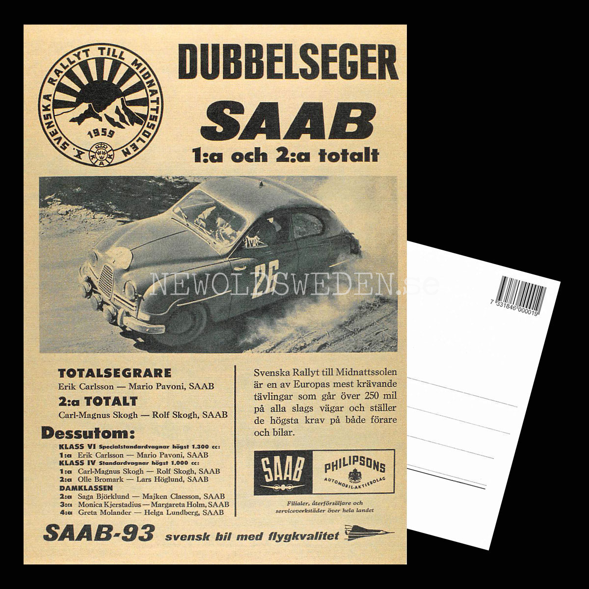SAAB 93 - DUBBELSEGER - Vykort A5 - 3