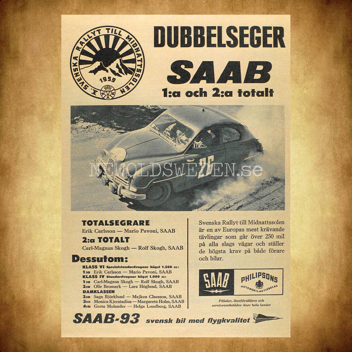 SAAB 93 - DUBBELSEGER - Vykort A5 - 2