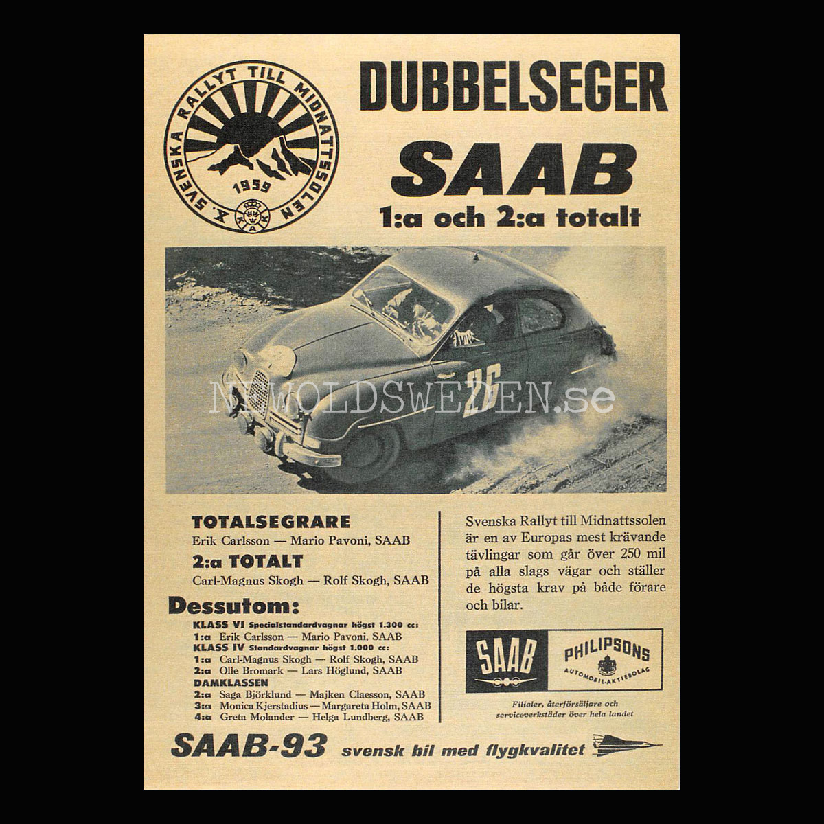 SAAB 93 - DUBBELSEGER - Vykort A5