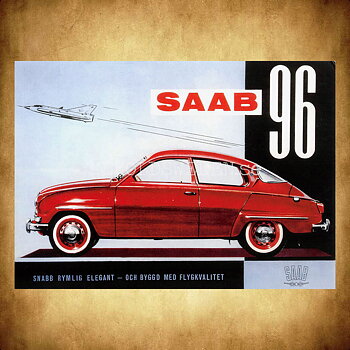SAAB 96 - Vykort A5