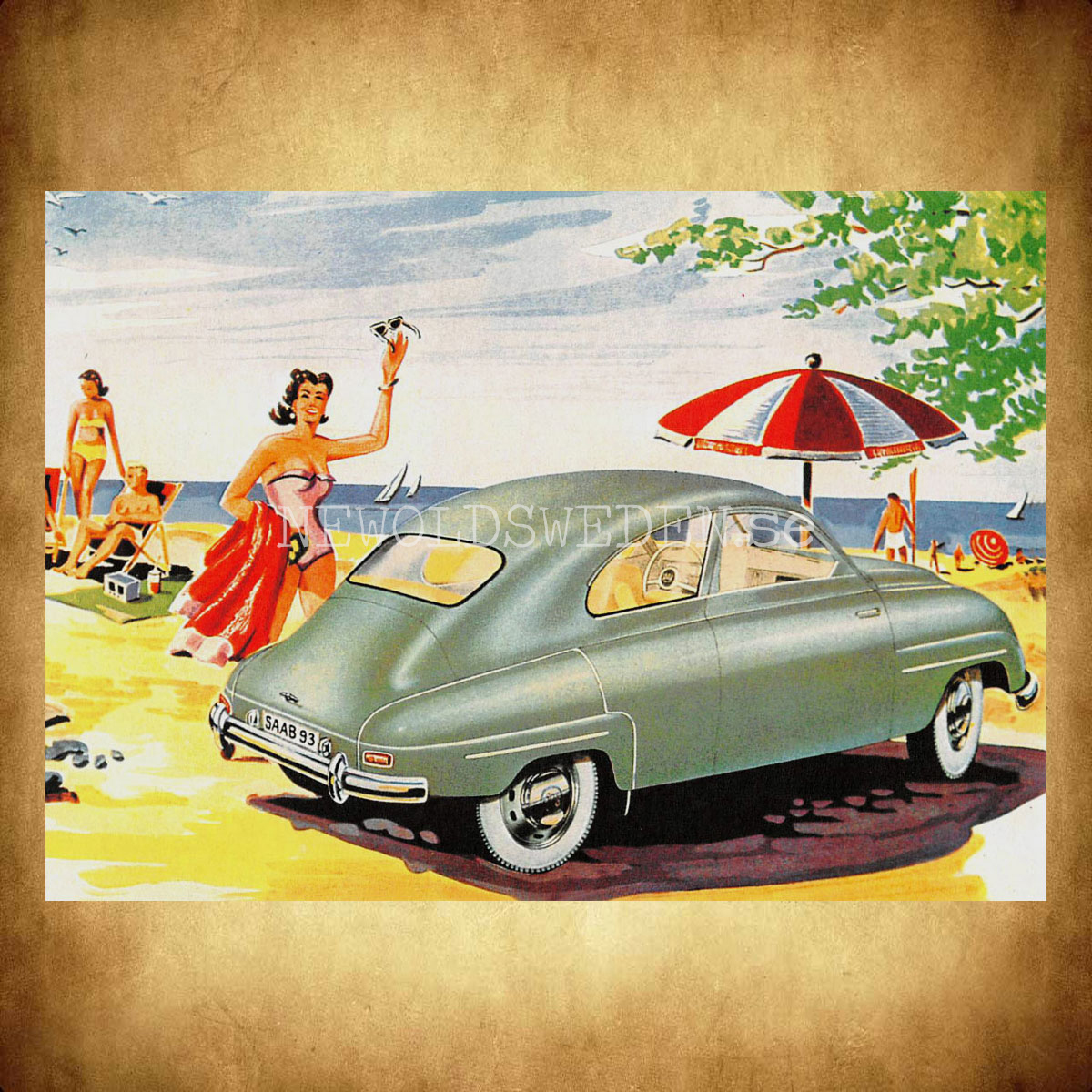 SAAB 93 - Vykort A5 - 2