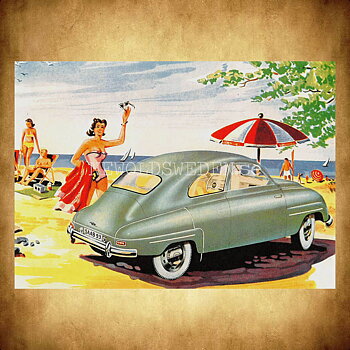 SAAB 93 - Vykort A5
