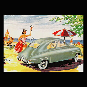 SAAB 93 - Vykort A5