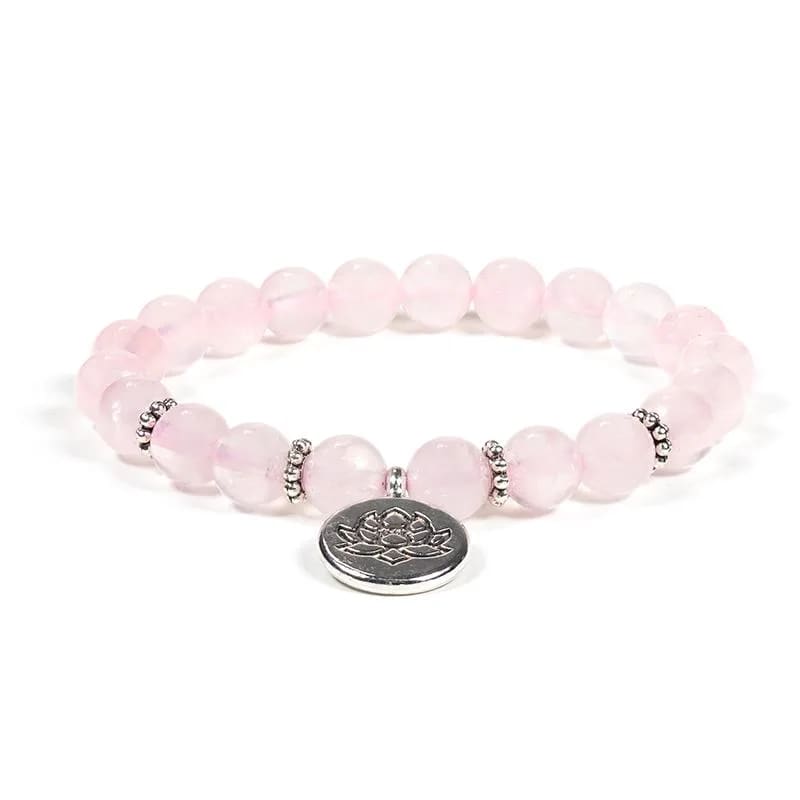 Rosenkvarts Armband med Lotus