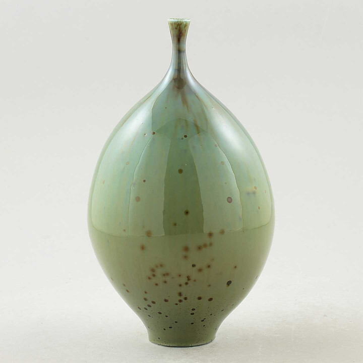 イサク・イサクソン　一点もの！ グリーンの花瓶  2000年代  (17cm)