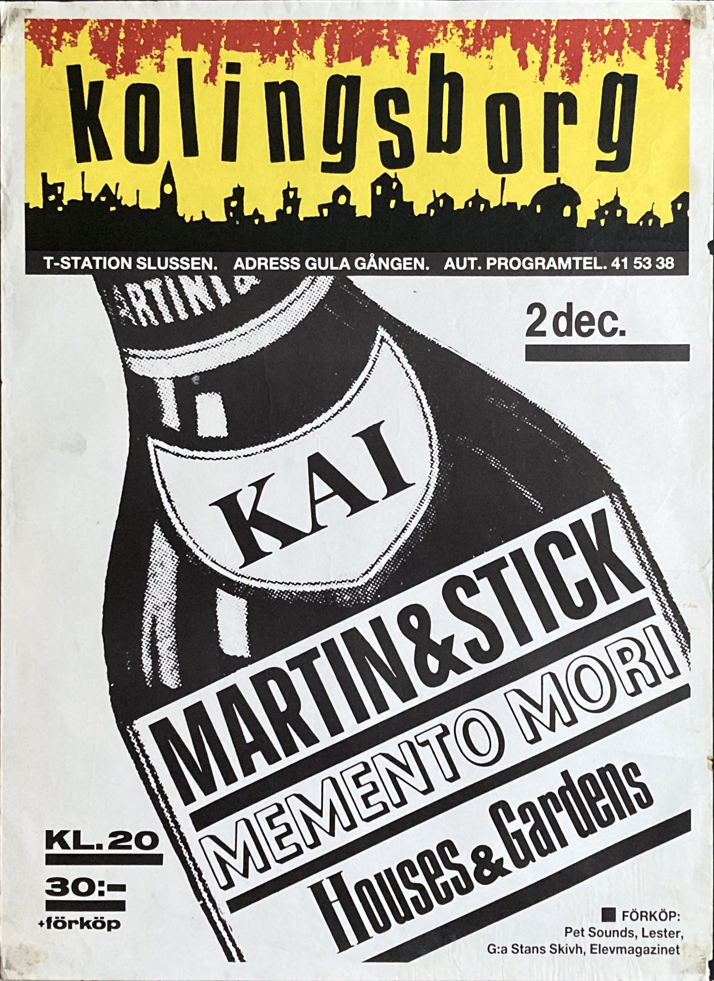 KAI MARTIN & STICK - Stockholm 2 Dec Konsertaffisch (1984)