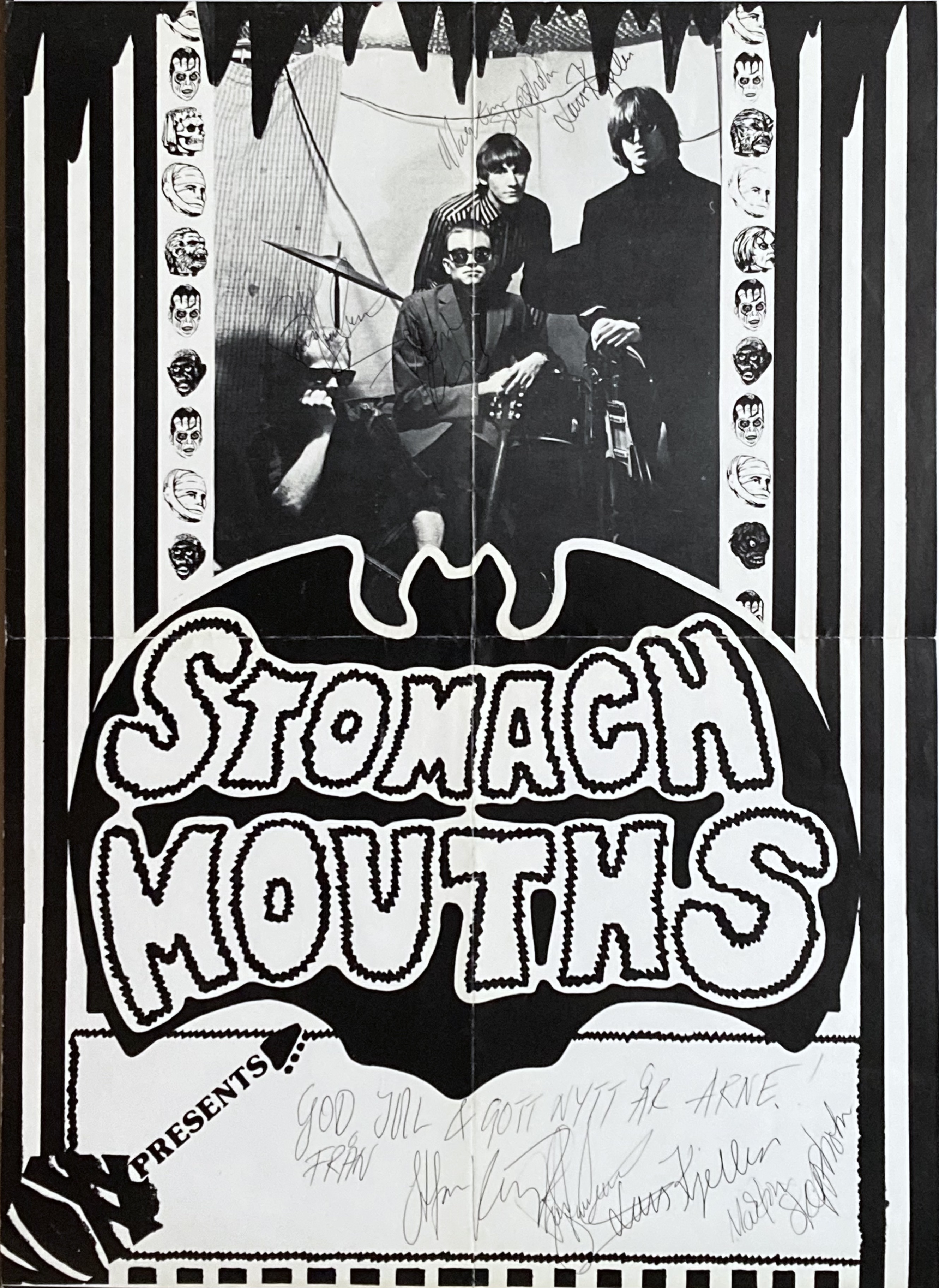 THE STOMACH MOUTHS - Swedish / Scandinavian TOUR poster (1985) - SIGNED! 