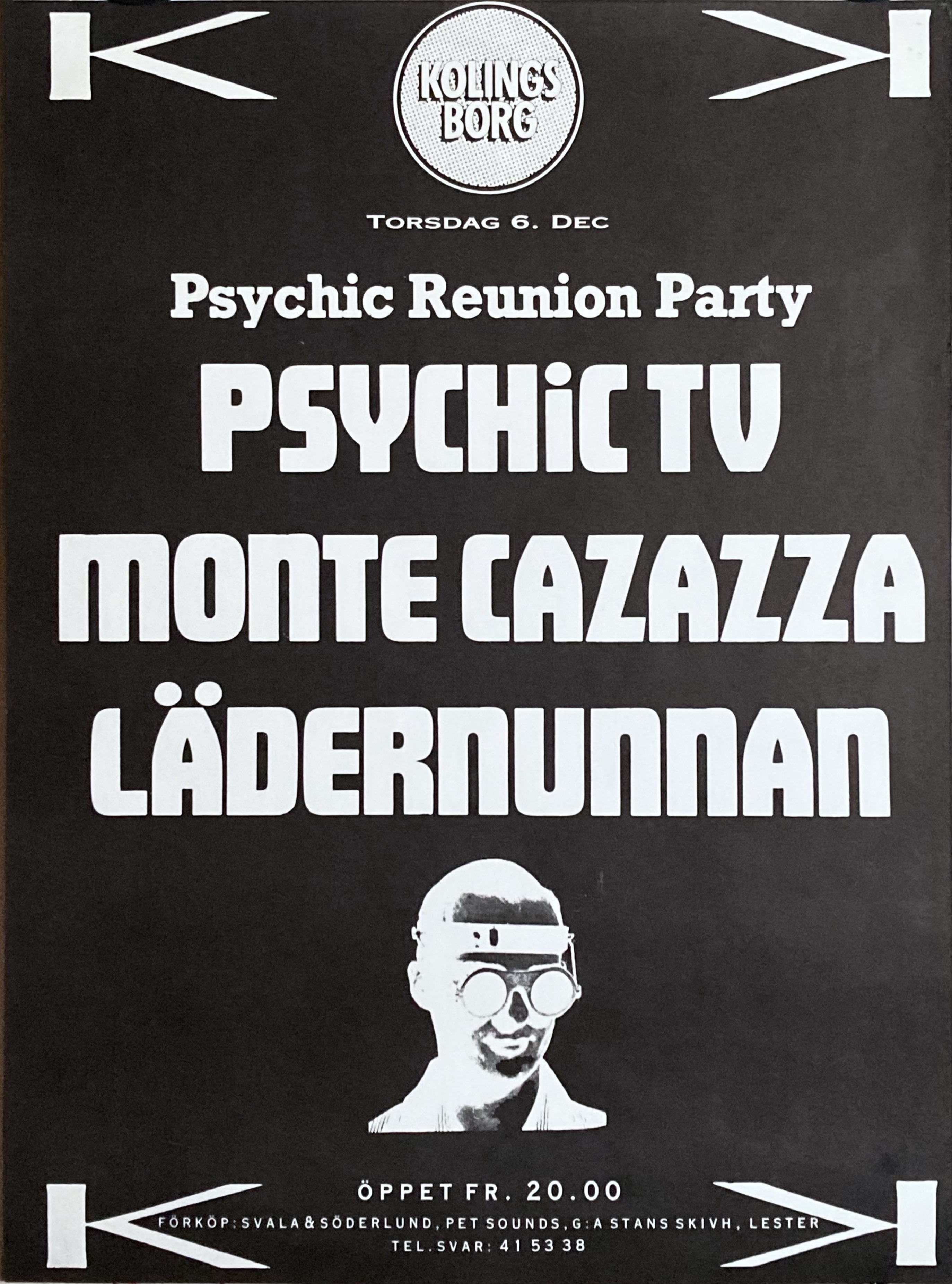 PSYCHIC TV, THE LEATHER NUN, MONTE CAZAZZA - Stockholm 6 Dec Konsertaffisch (1984)