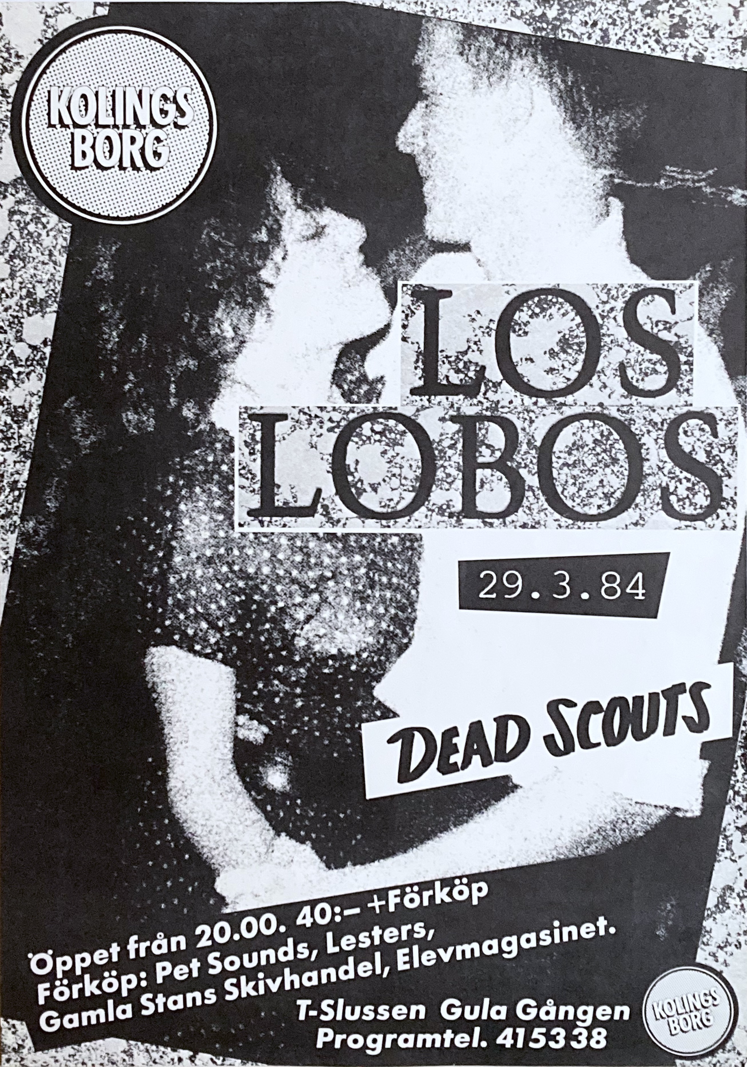 LOS LOBOS - Stockholm 29 Mar Konsertaffisch (1984)