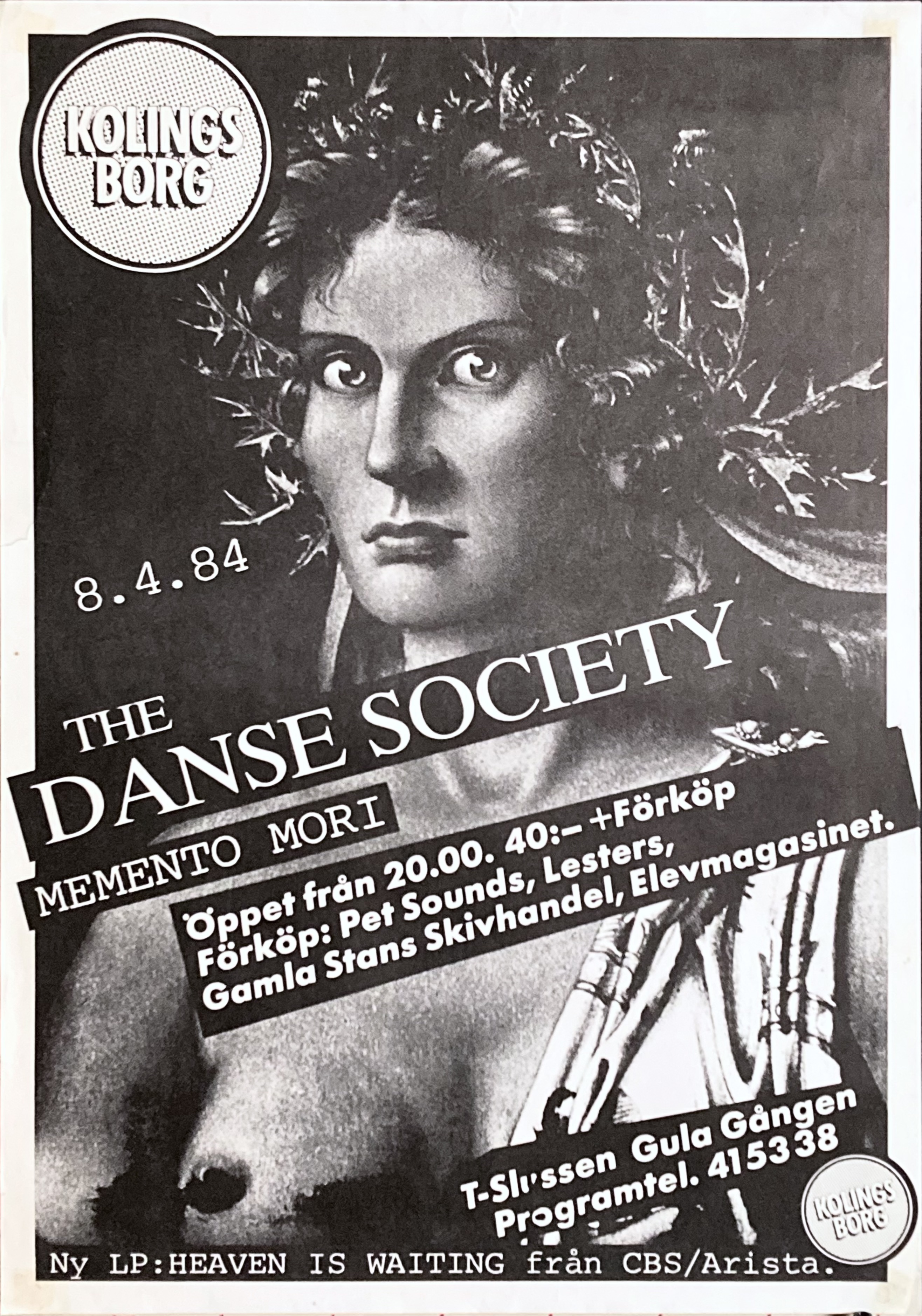 THE DANSE SOCIETY - Stockholm 8 Apr Concert poster (1984)