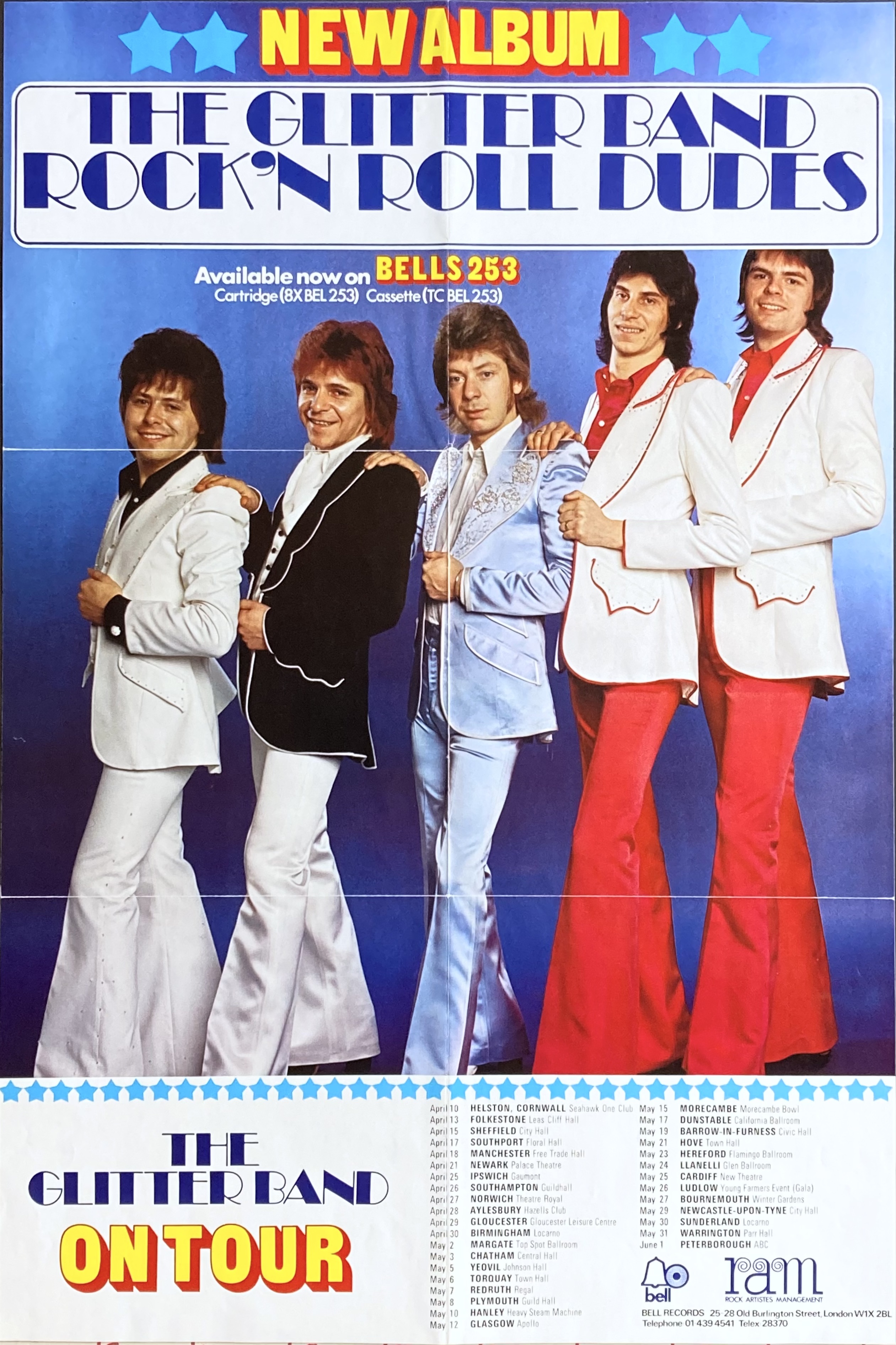THE GLITTER BAND - Engelsk Turnéaffisch (1975) 