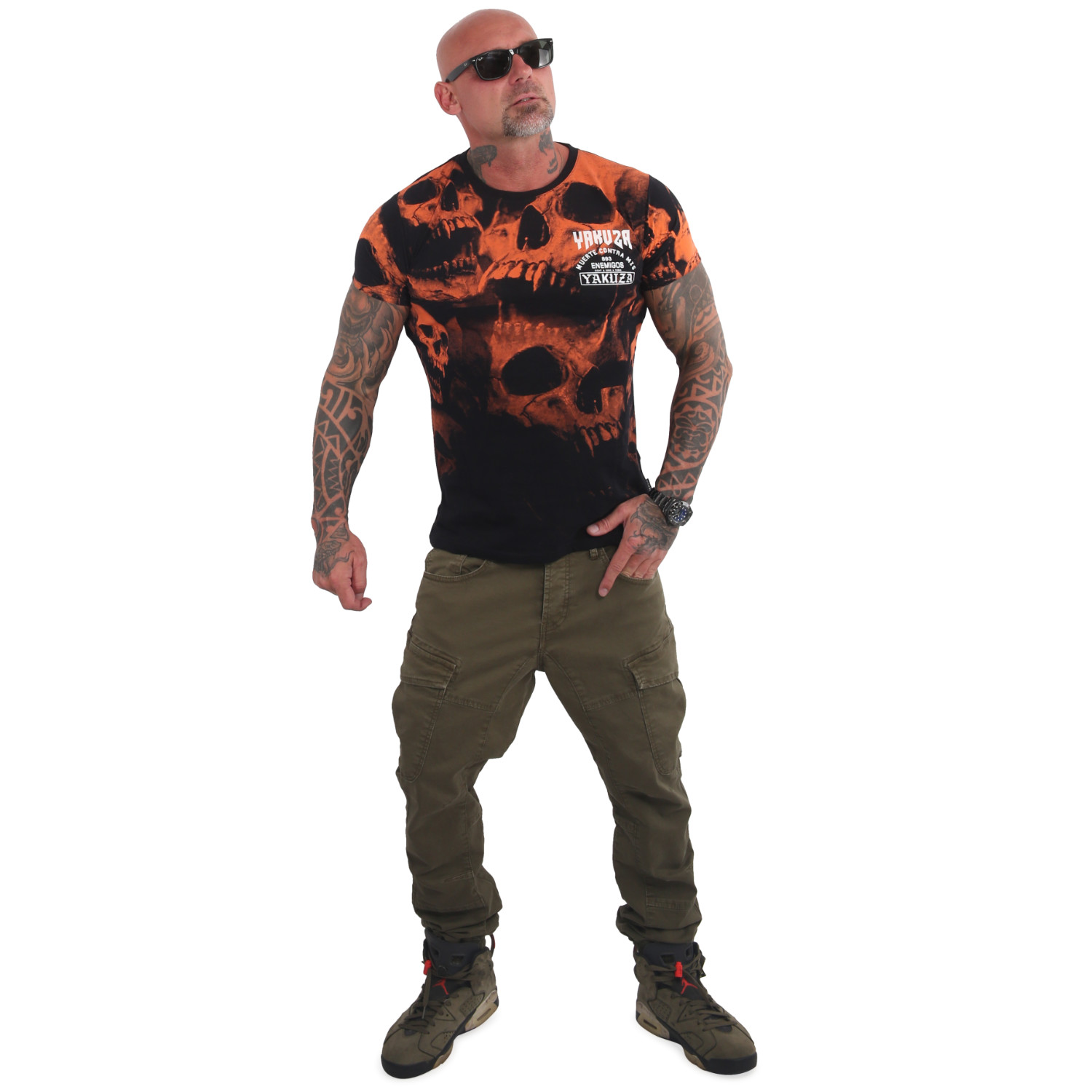 Muerte Skull V02 T-Shirt, black/orange - 3