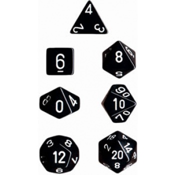 Chessex Opaque Polyhedral 7-Die Sets - Black w/white - 2