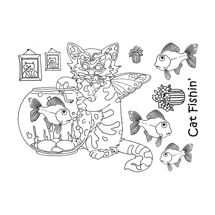 The Card Hut Clear Stamps - Cat Fishin'