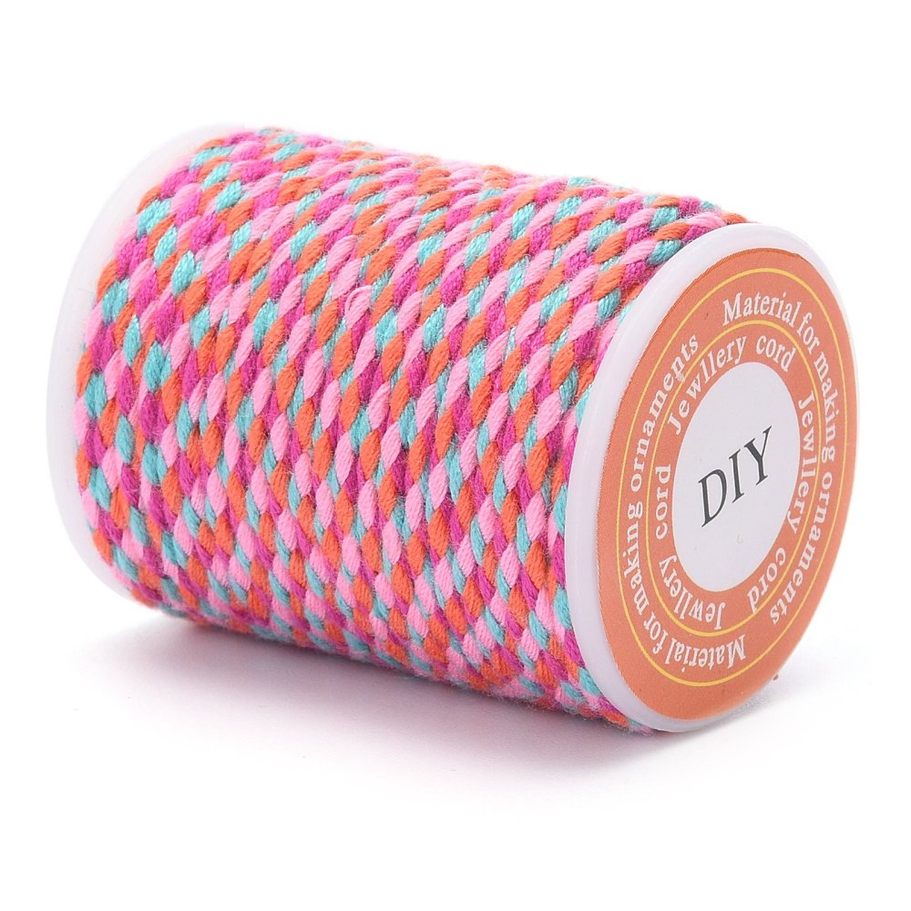 Flätat bomullsband 1,5 mm – rosa multicolor