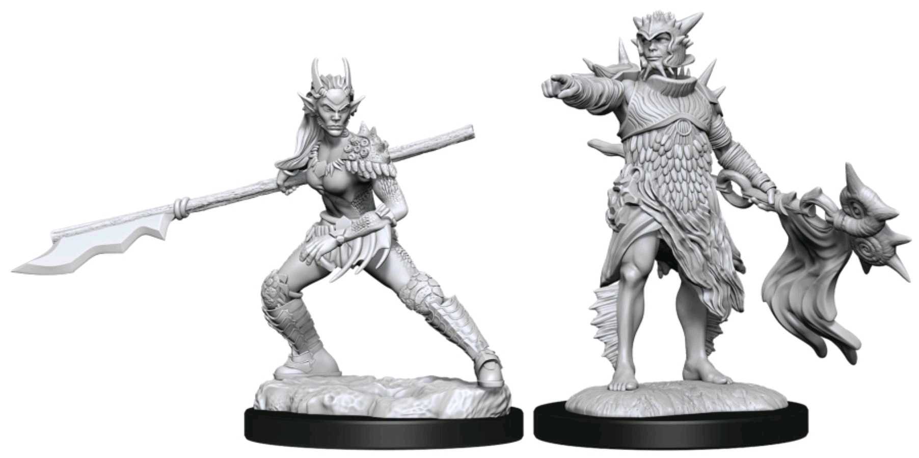 MtG Unpainted Miniatures: Coralhelm Commander & Halimar Wavewatch (Merfolk)