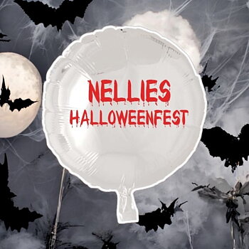 Ballong med valfritt namn "HALLOWEENFEST"