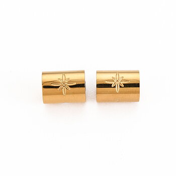 Rörpärla med stjärnmotiv i 14K guldpläterat rostfritt stål, 8 mm