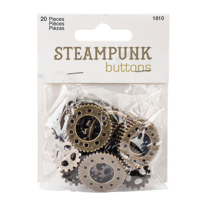 Blumenthal Lansing Buttons Steampunk Gears - Antique Gold