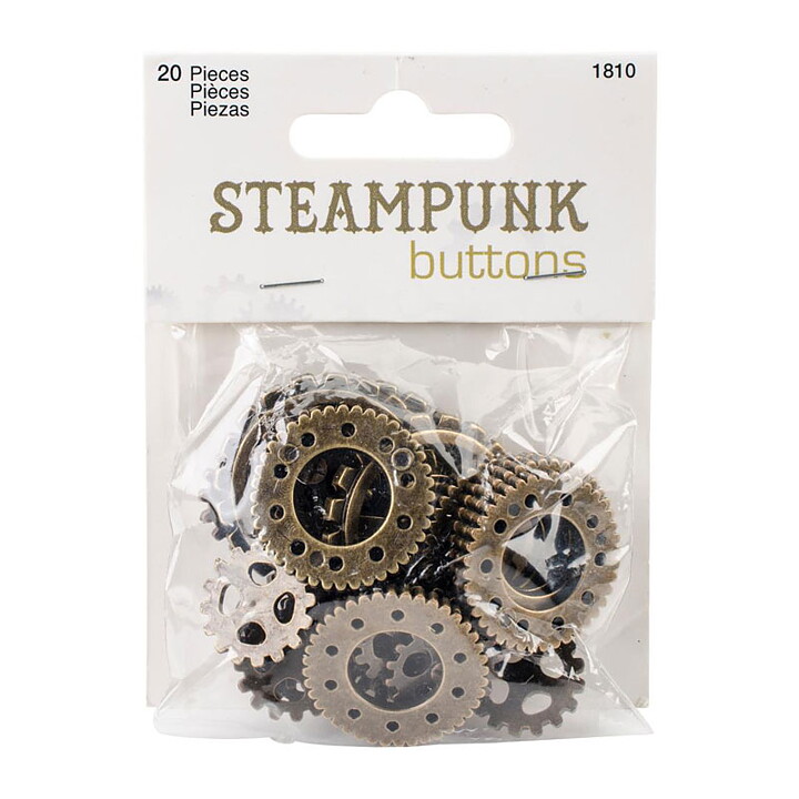 Blumenthal Lansing Buttons Steampunk Gears - Antique Gold