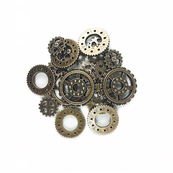 Blumenthal Lansing Buttons Steampunk Gears - Antique Gold