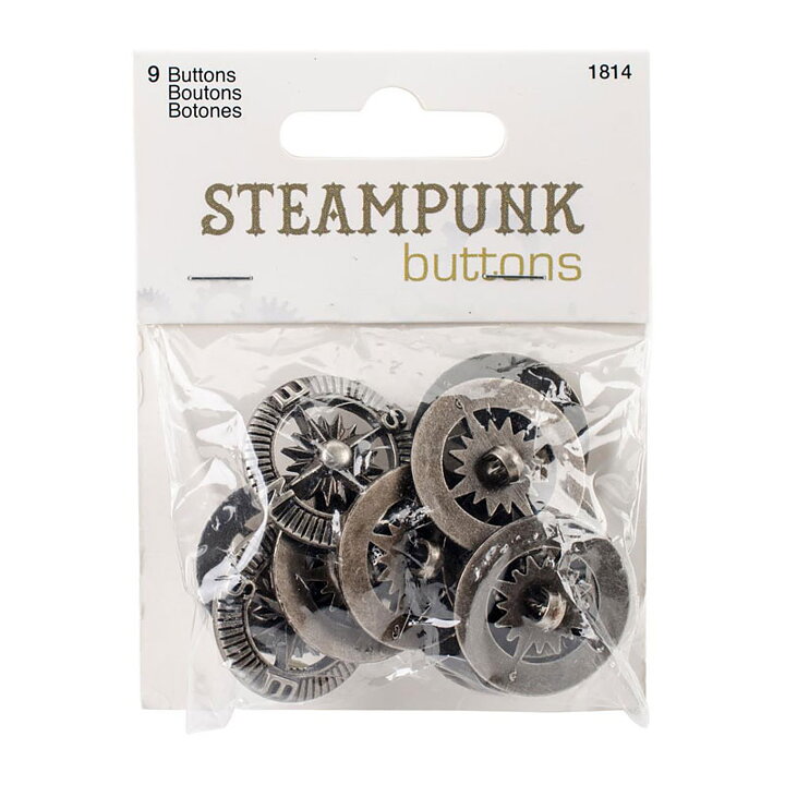 Blumenthal Lansing Buttons Steampunk Compass - Antique Silver