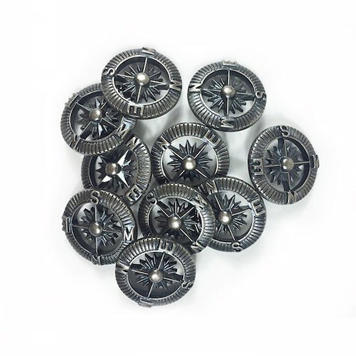 Blumenthal Lansing Buttons Steampunk Compass - Antique Silver