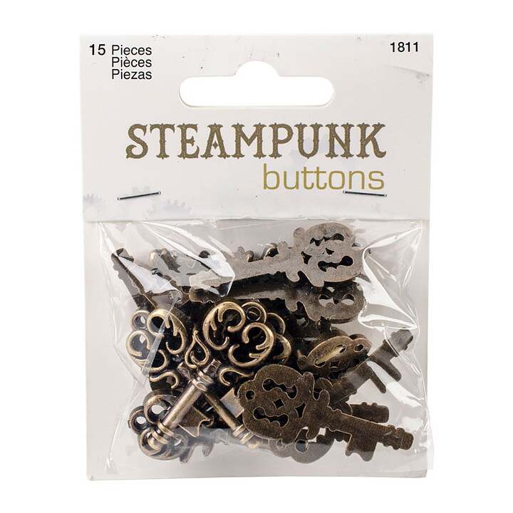 Blumenthal Lansing Buttons Steampunk Keys - Antique Gold