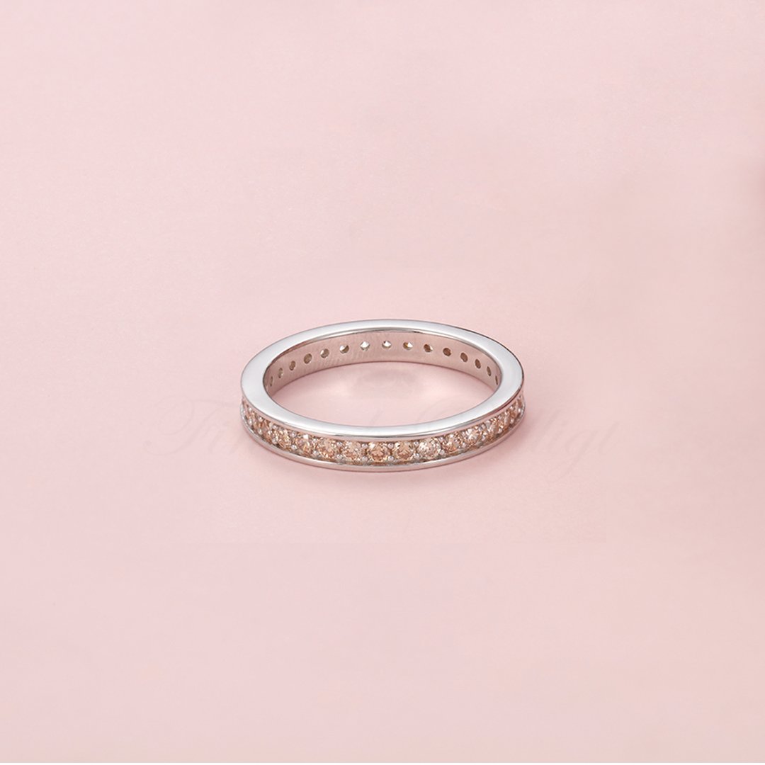 Eternity Champagne - 925s Silverring Cubic Zirconia i Kanalsättning Guld Champagne - 5