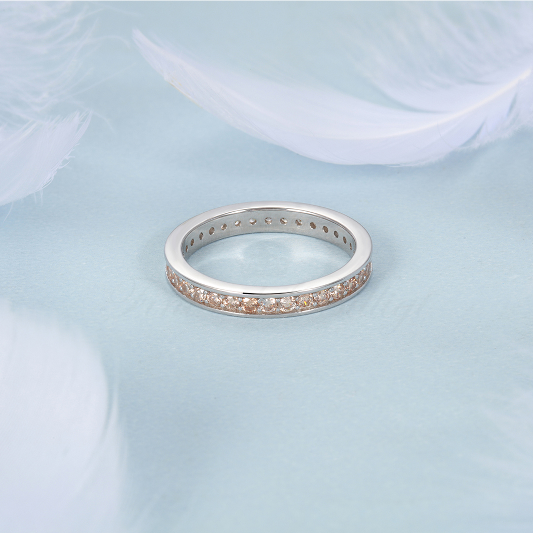 Eternity Champagne - 925s Silverring Cubic Zirconia i Kanalsättning Guld Champagne - 3