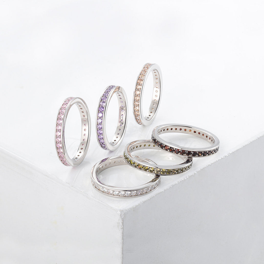 Eternity Champagne - 925s Silverring Cubic Zirconia i Kanalsättning Guld Champagne - 7