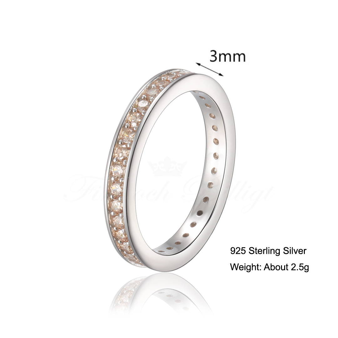 Eternity Champagne - 925s Silverring Cubic Zirconia i Kanalsättning Guld Champagne - 6