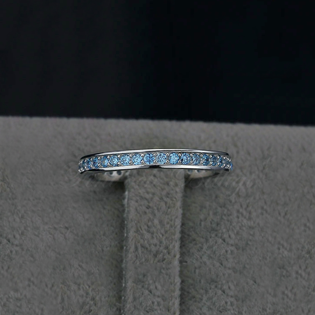 Eternity Blueberry - 925s Silverring med Cubic Zirconia i Kanalsättning Ljusblå - 3
