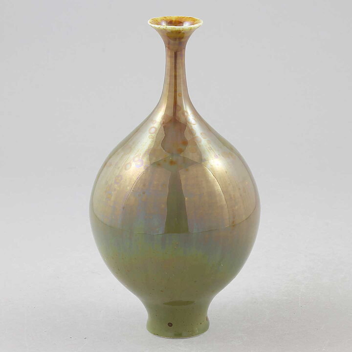 Isak Isaksson (2021) Unique Vase with Green Crystalline Glaze 16 cm