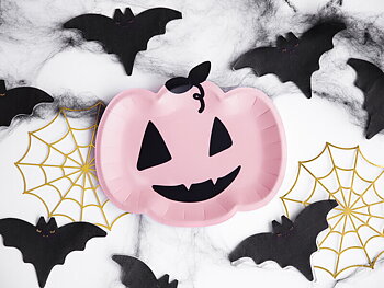 Papptallrikar Pumpa Rosa Halloween