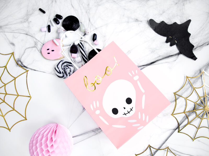 Kalaspåsar Rosa med Skelett Boo
