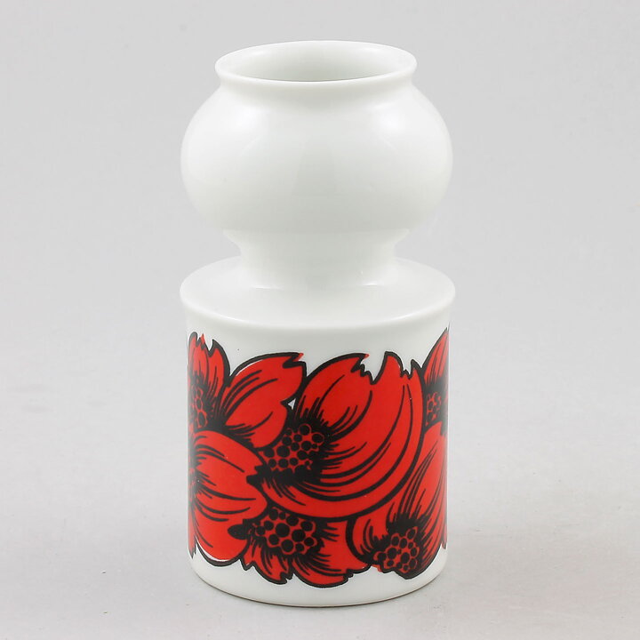 Olle Alberius (Bonita 1960) Segmented Vase with Red Flower Decor 12 cm
