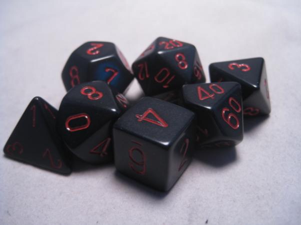 Chessex Opaque Polyhedral 7-Die Sets - Black w/red - 2
