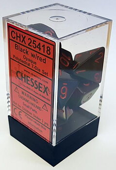 Chessex Opaque Polyhedral 7-Die Sets - Black w/red