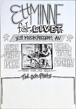 ISKRA, SPJÄRNSVALLET, VARGAVINTER, BADKARET - Svensk Konsertaffisch (circa 1970-talet)