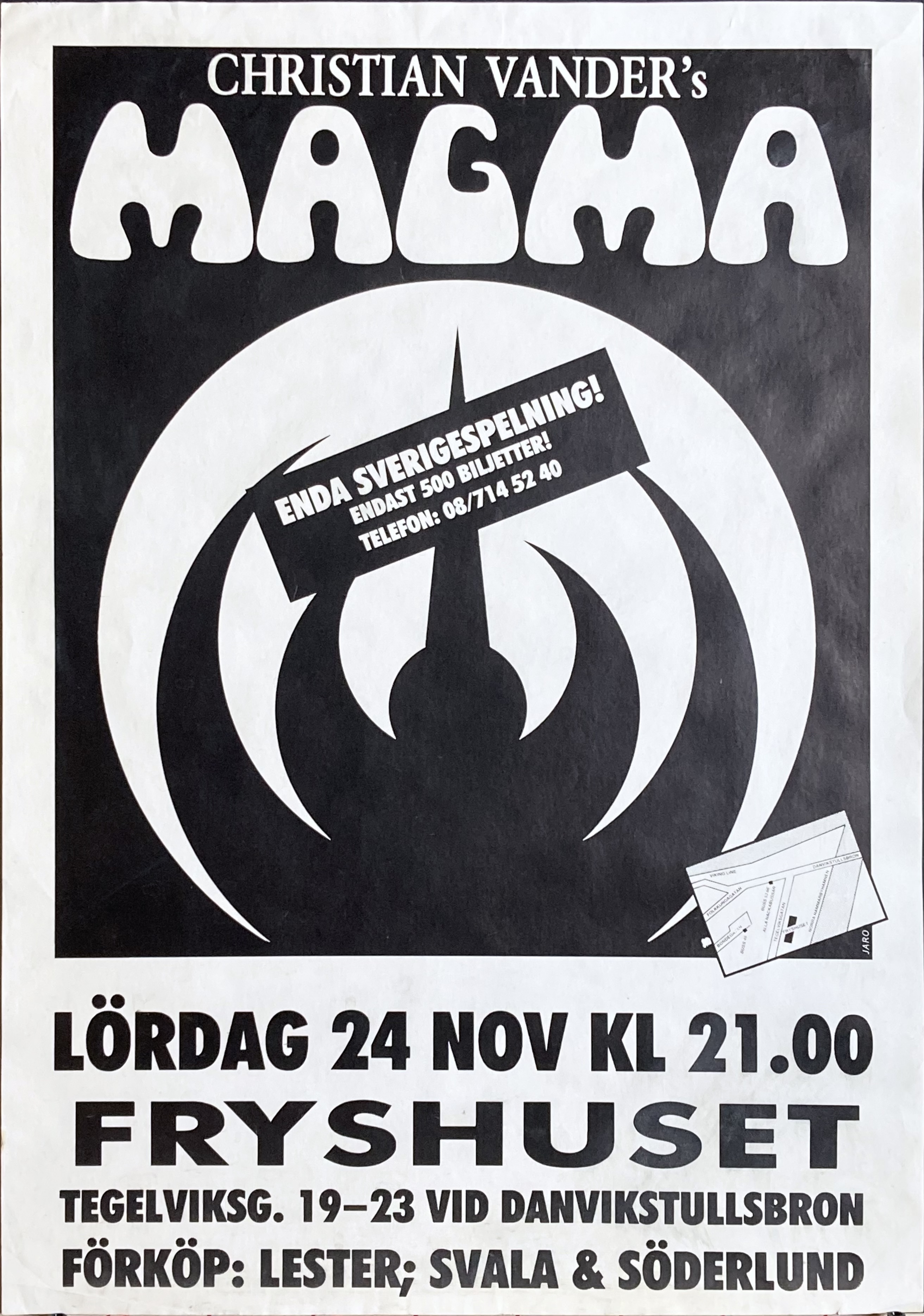 MAGMA - Stockholm  24 Nov Konsertaffisch (1984) 