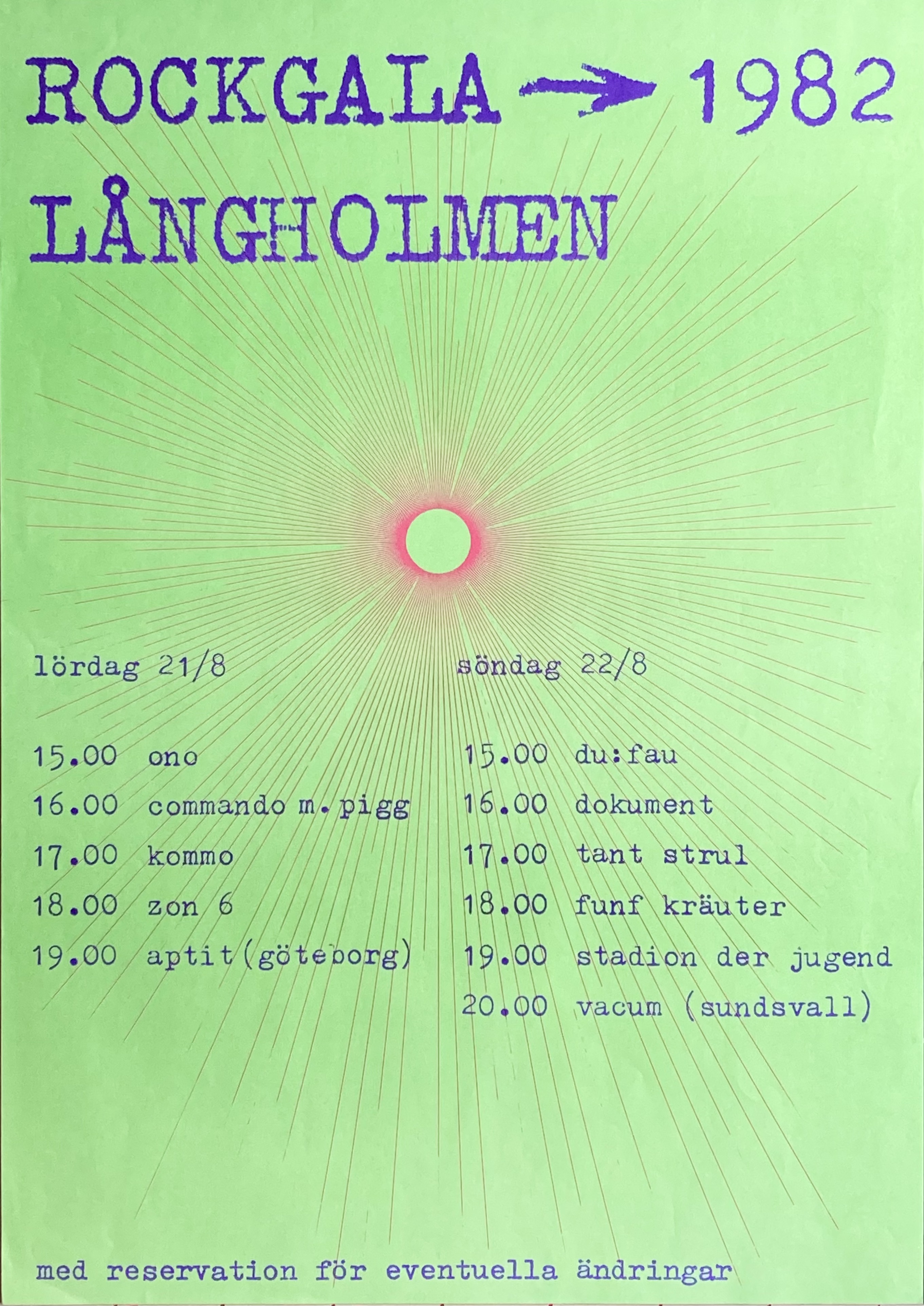 ROCKGALA 1982 LÅNGHOLMEN - Stockholm 21-22 Aug Concert poster (1982)