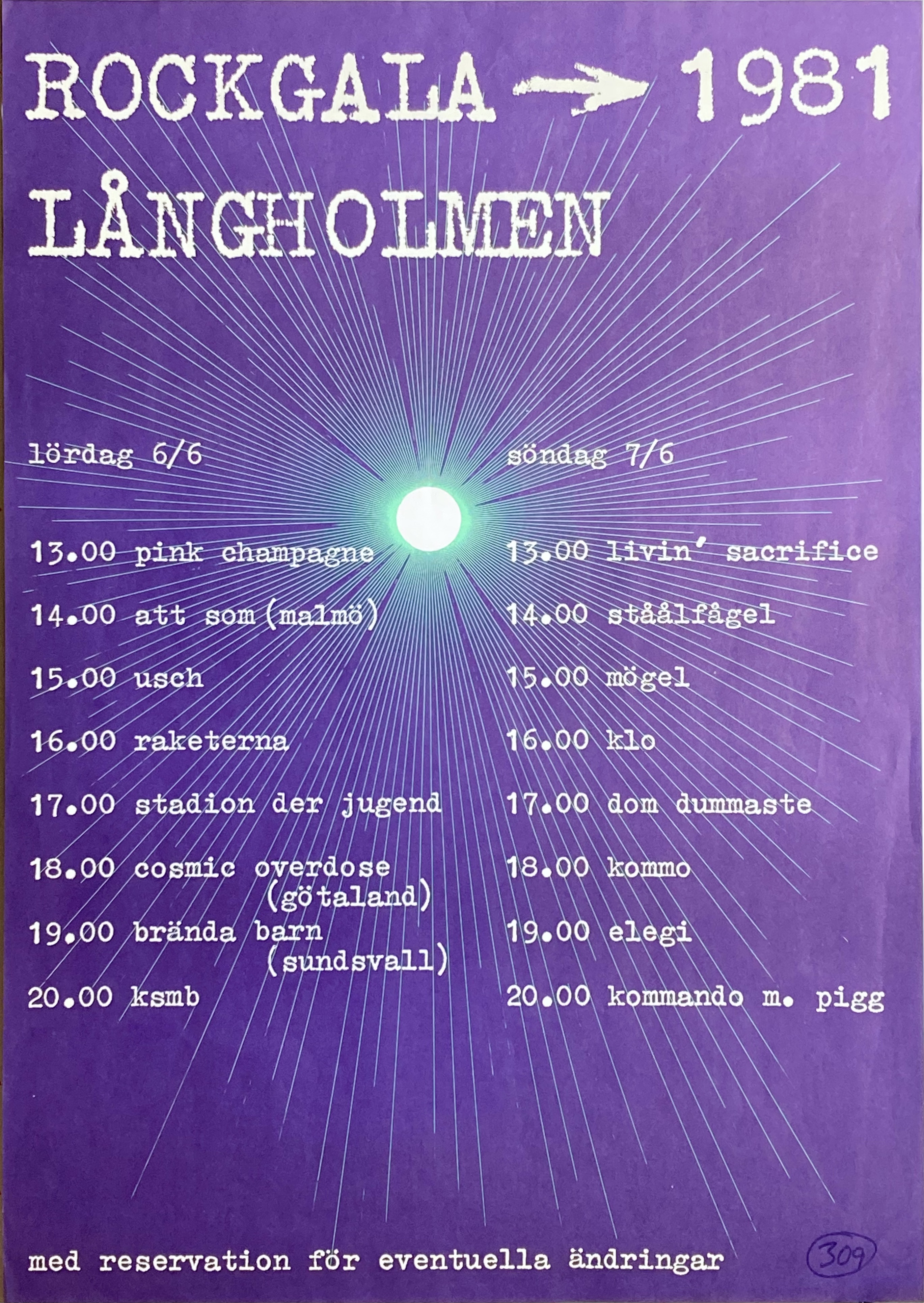 ROCKGALA 1981 LÅNGHOLMEN - Stockholm 6-7 Jun Konsertaffisch (1981)