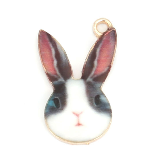 Charm Enameld rabbit  grey