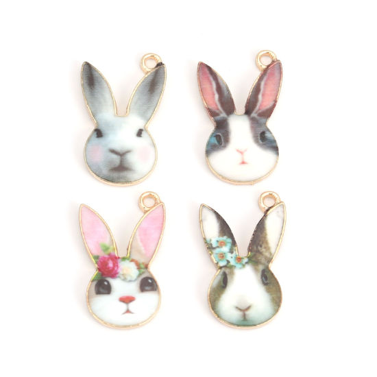 Charm Enameld rabbit  grey - 2