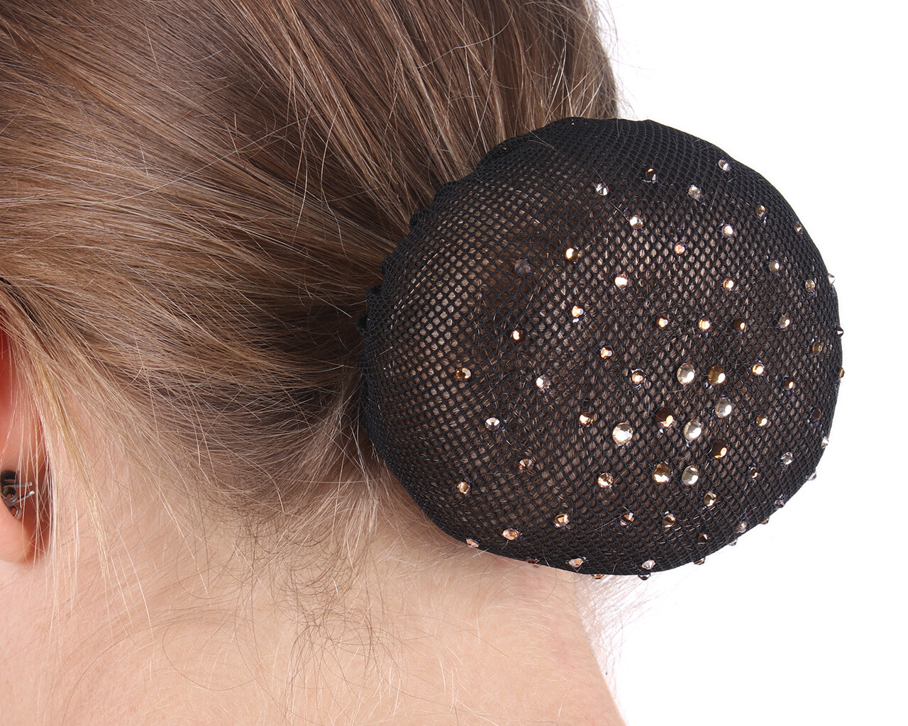 QHP Hair net with glitter stones - Black/Brown