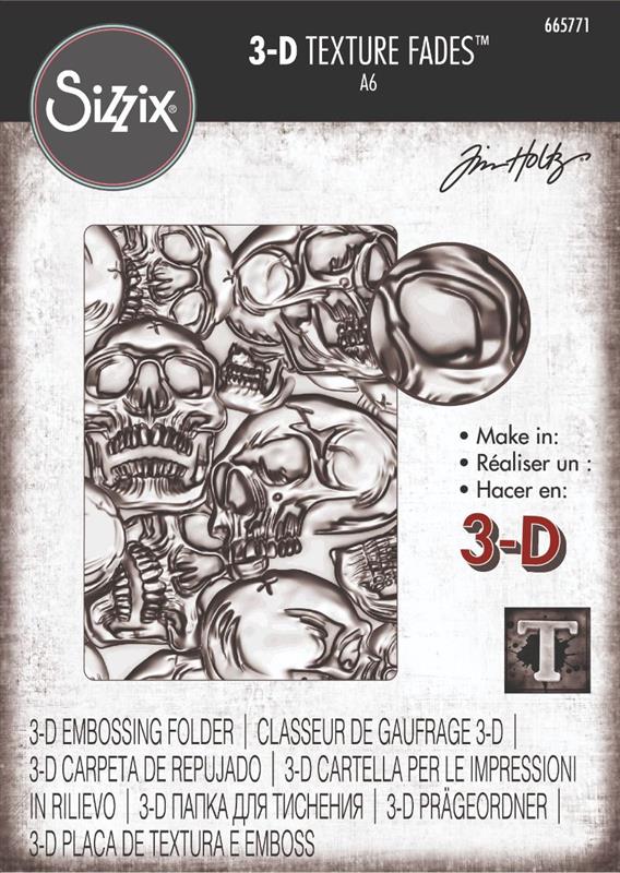  Sizzix Tim Holtz 3D Texture Fades Embossing Folder - Skulls