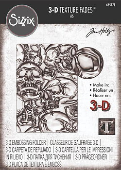  Sizzix Tim Holtz 3D Texture Fades Embossing Folder - Skulls